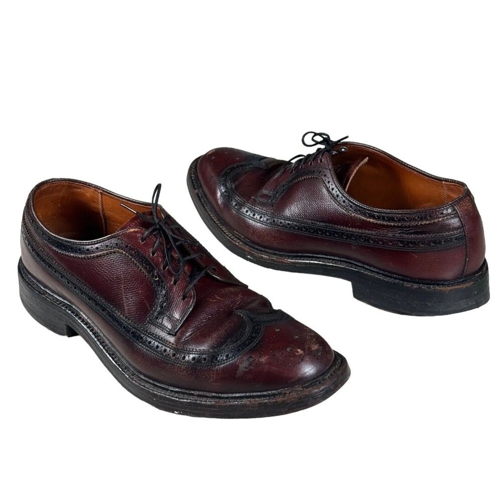 Vintage The Florsheim‎ Shoe Custom Grade Burgundy Wingtip Oxford - Men's Size 11